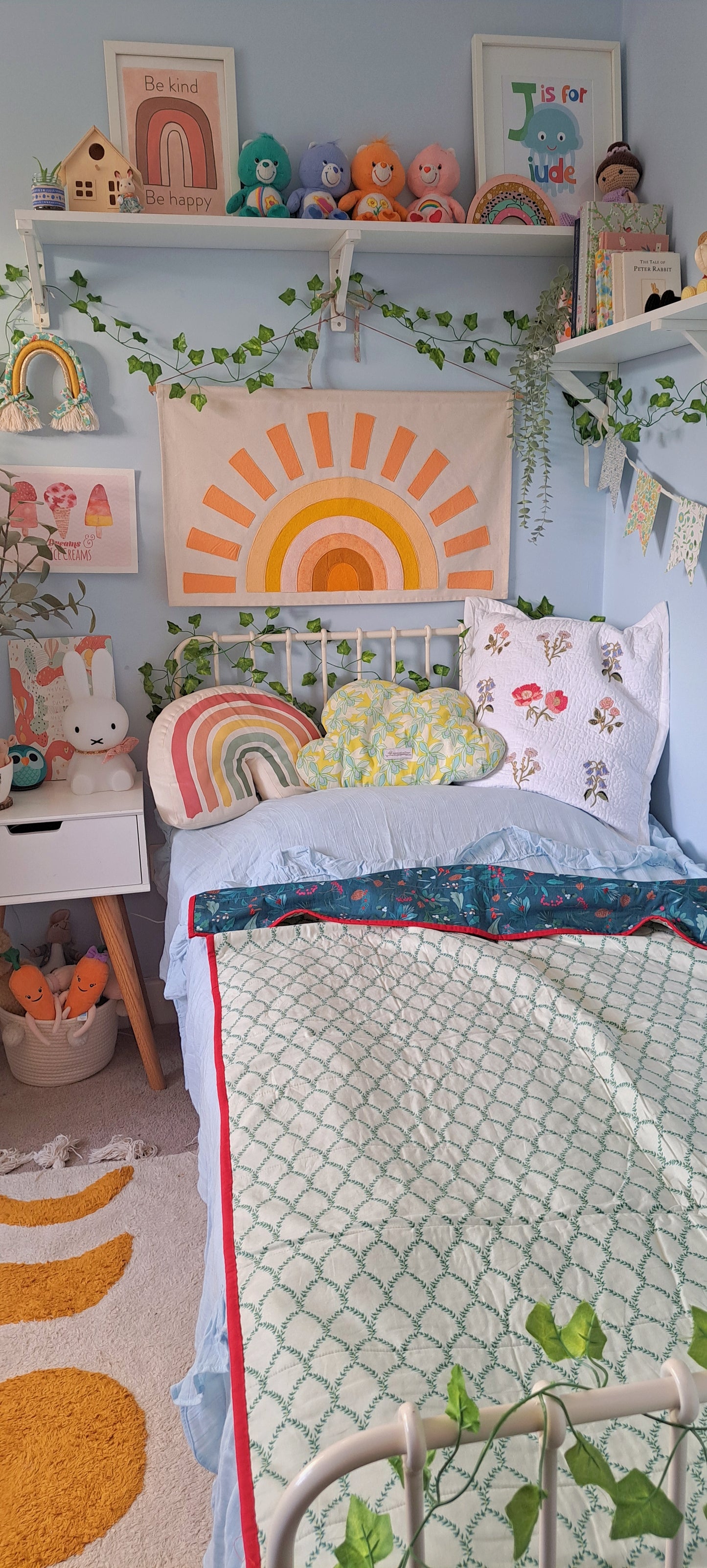 Winter Scene Joules fabric with Rifle Paper Backing and Red Binding Quilt