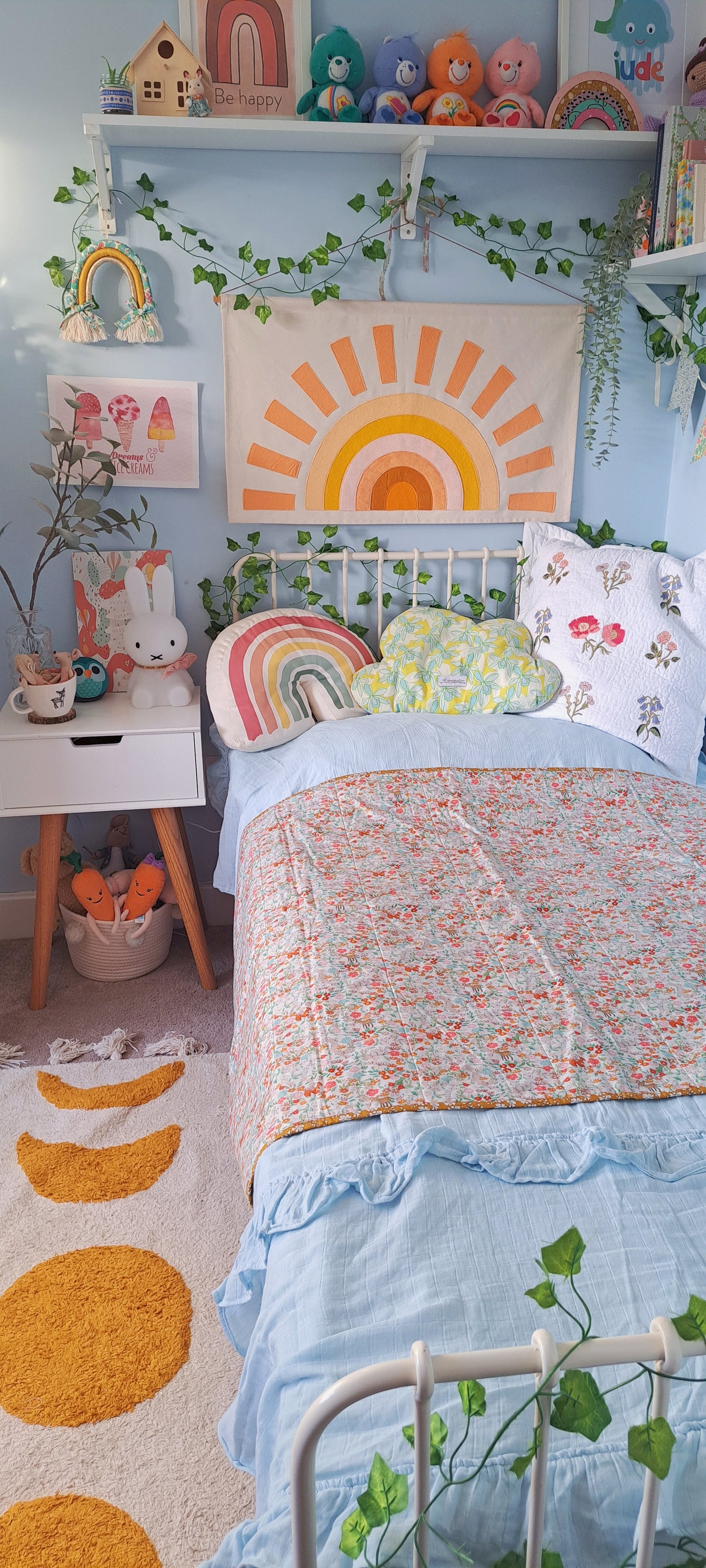 Woodland Quilt Featuring Belle and Boo and Green Linen Fabric Quilt