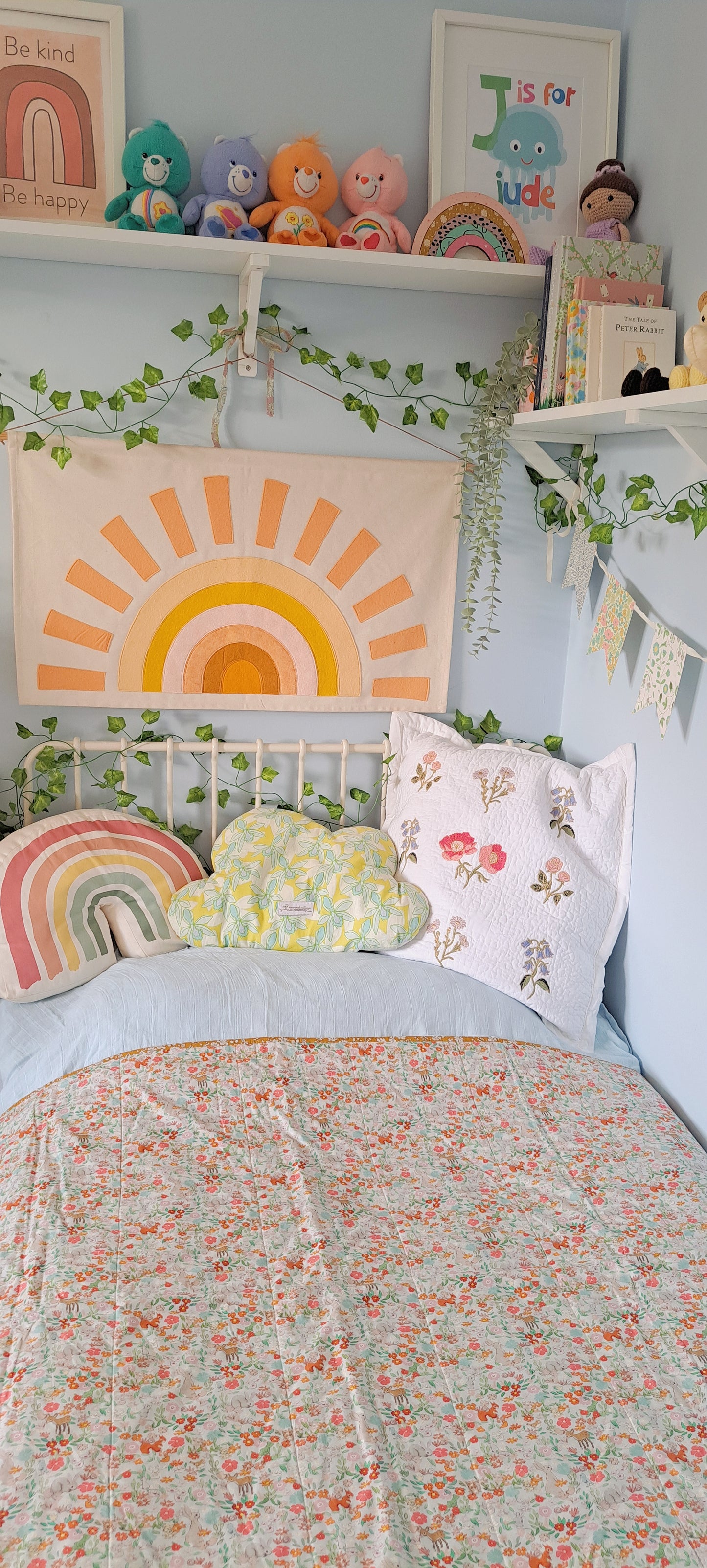 Woodland Quilt Featuring Belle and Boo and Green Linen Fabric Quilt