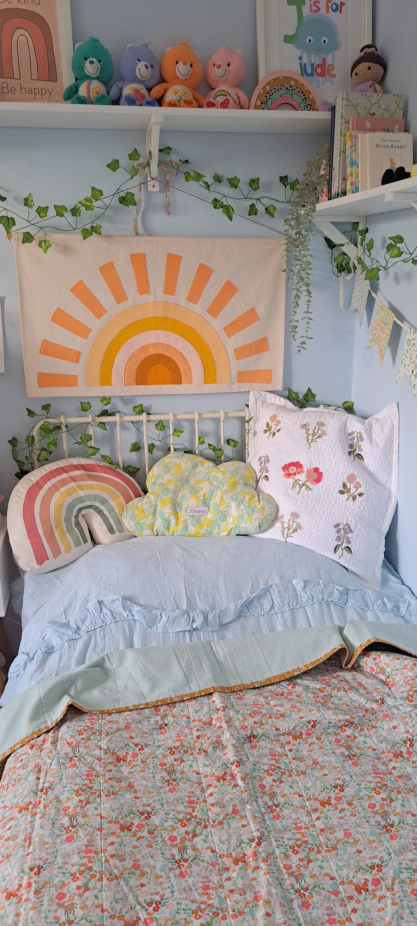 Woodland Quilt Featuring Belle and Boo and Green Linen Fabric Quilt