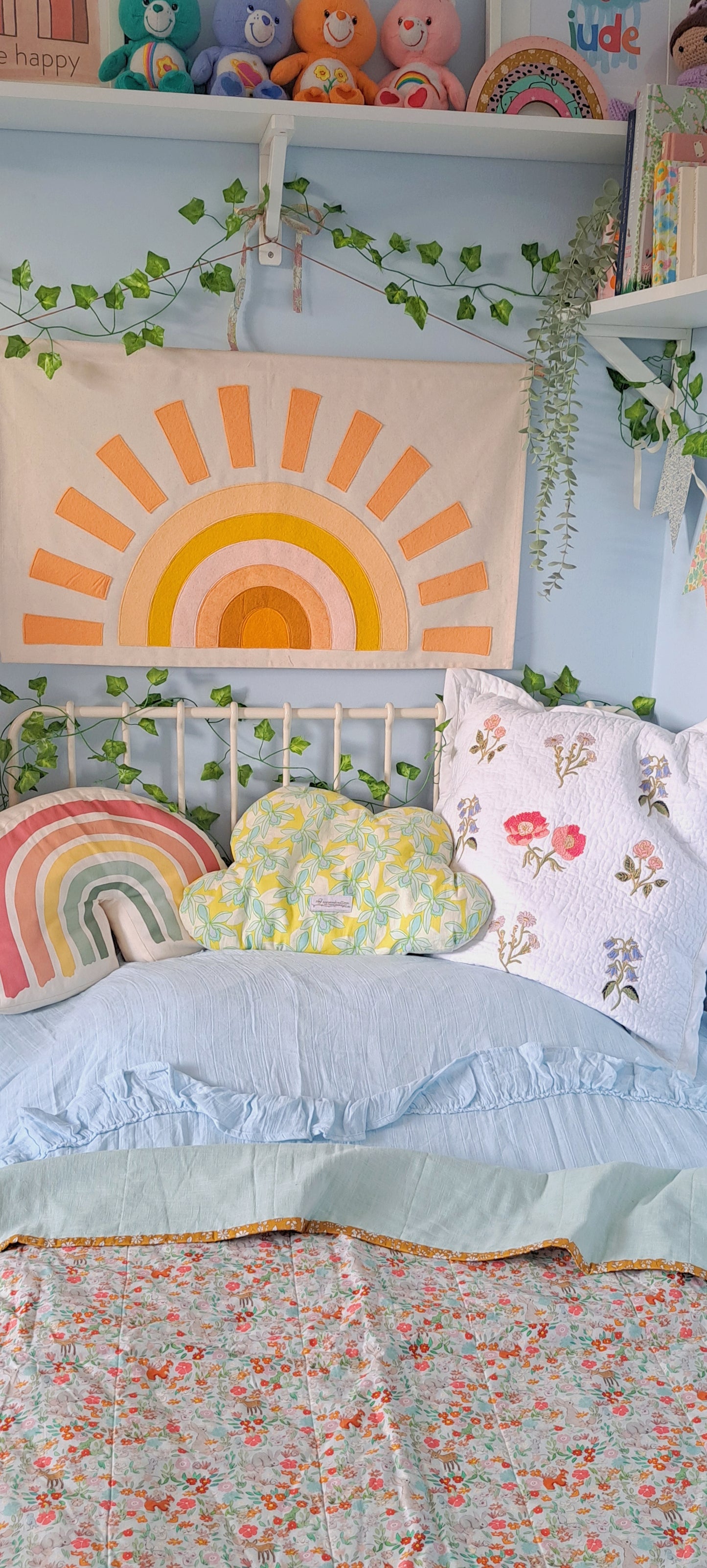 Woodland Quilt Featuring Belle and Boo and Green Linen Fabric Quilt