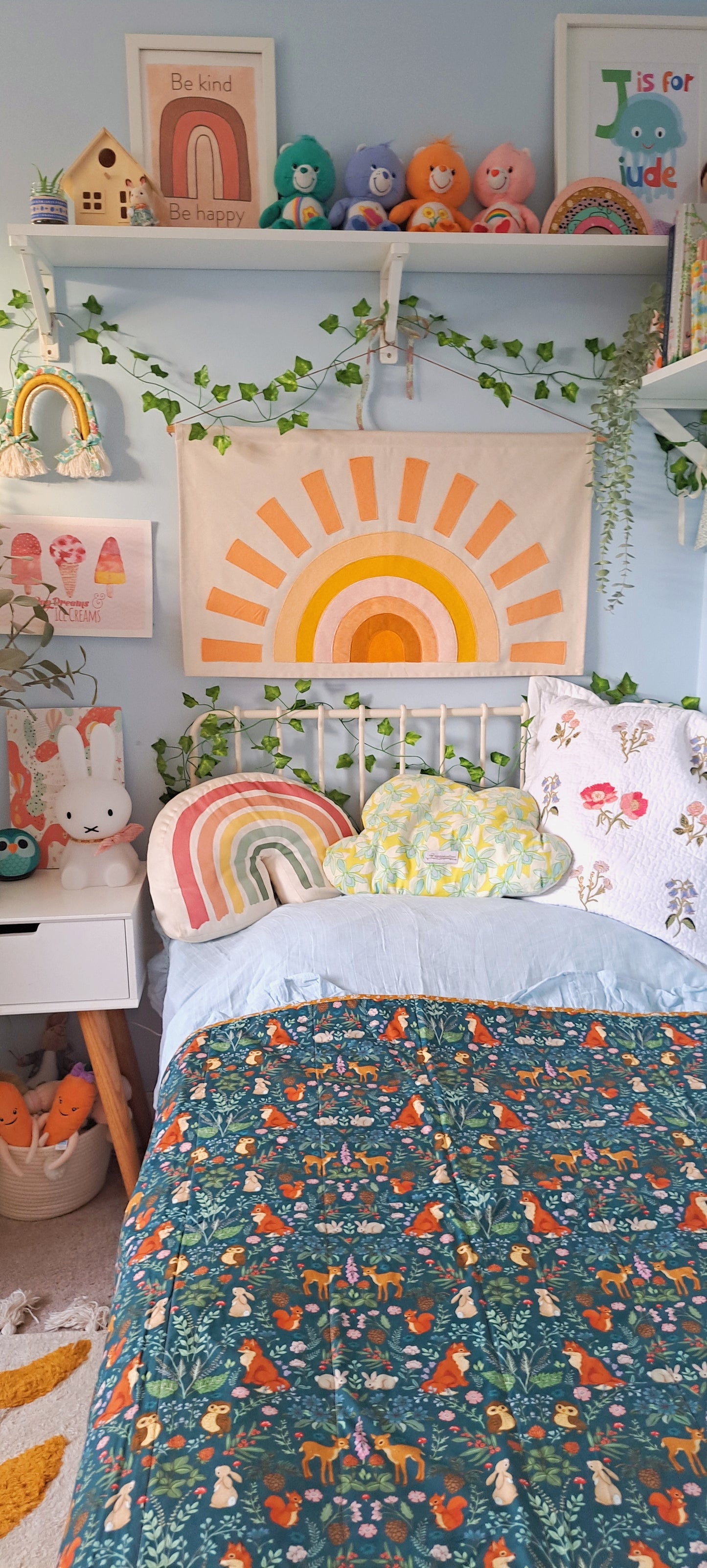 Belle and Boo Midnight Forest with Liberty Tana Lawn Autumn Leaves and Binding Quilt