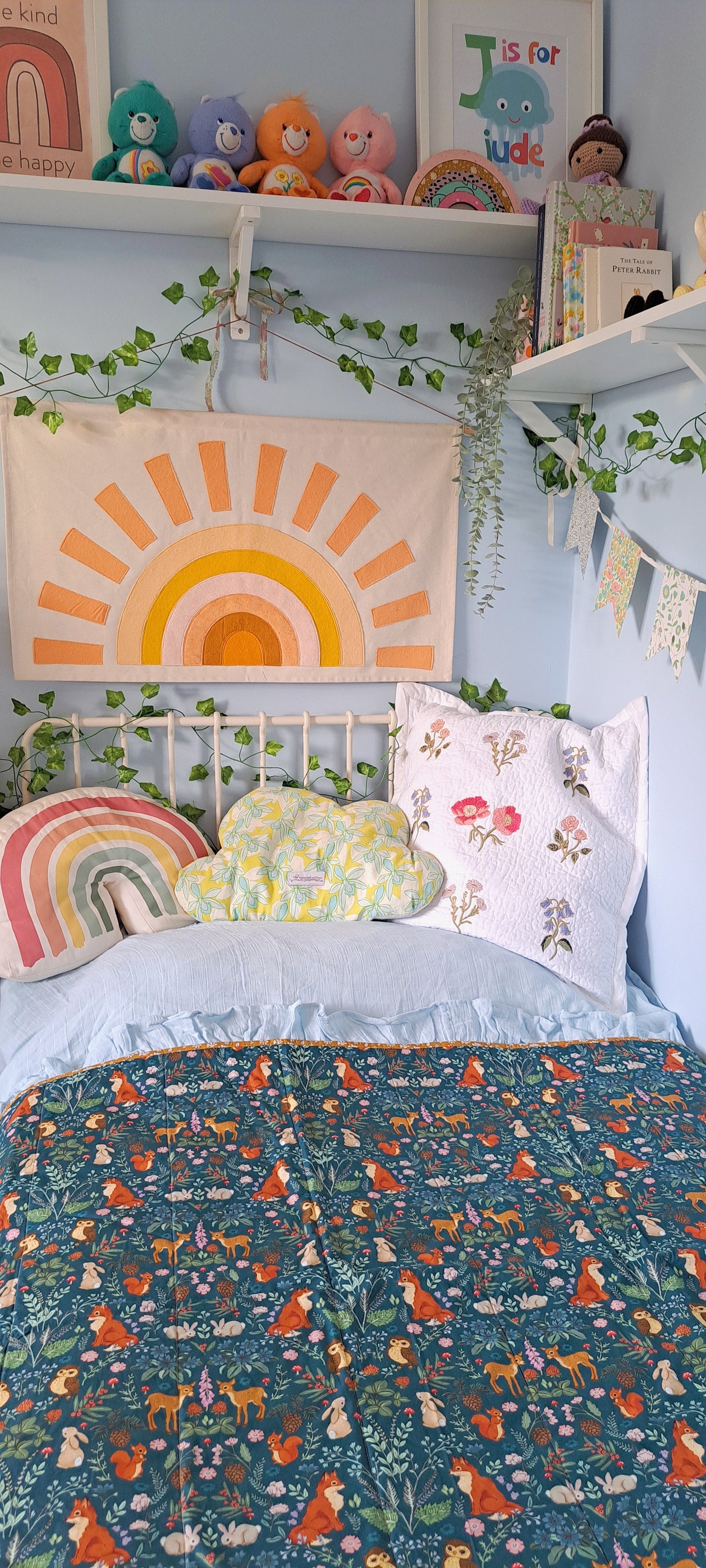 Belle and Boo Midnight Forest with Liberty Tana Lawn Autumn Leaves and Binding Quilt