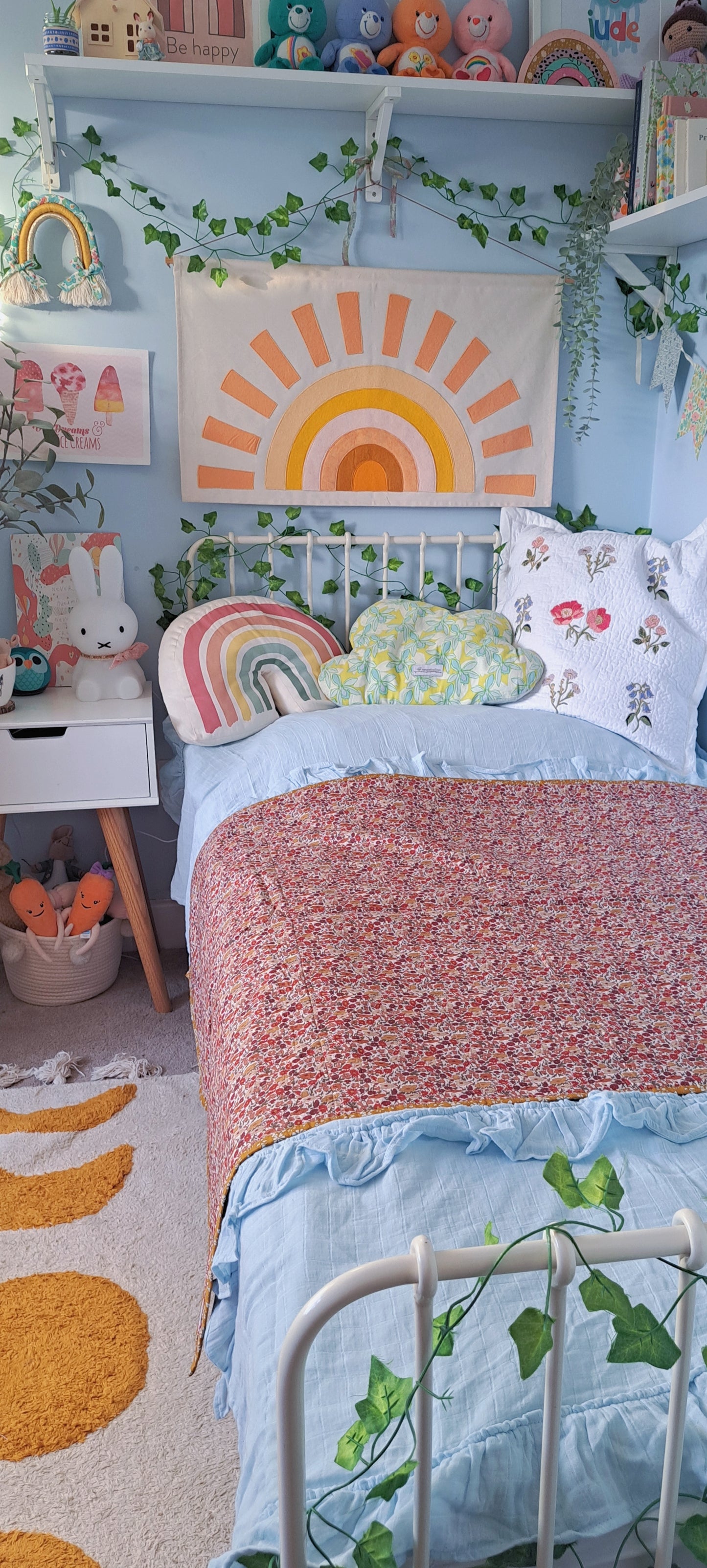 Belle and Boo Midnight Forest with Liberty Tana Lawn Autumn Leaves and Binding Quilt