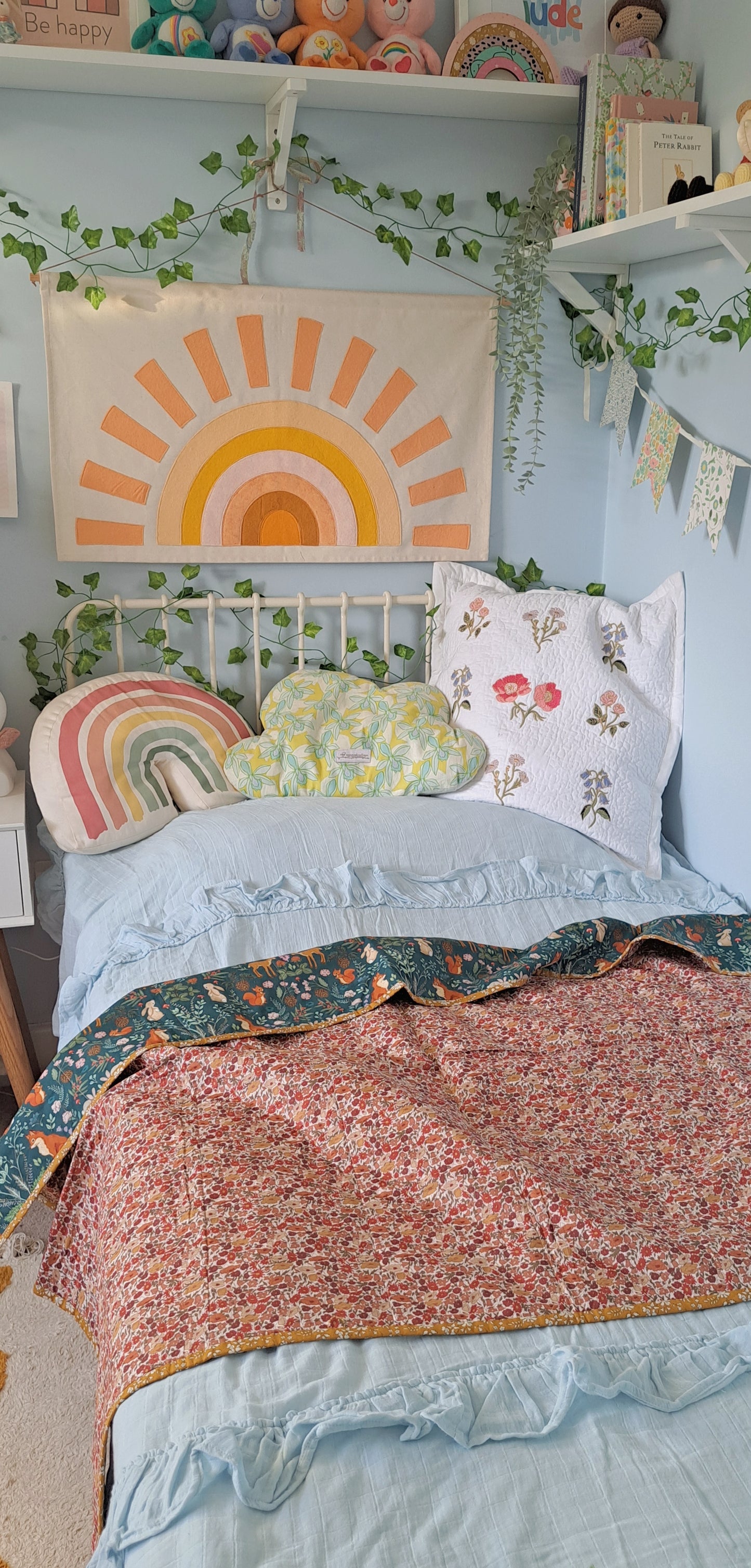 Belle and Boo Midnight Forest with Liberty Tana Lawn Autumn Leaves and Binding Quilt