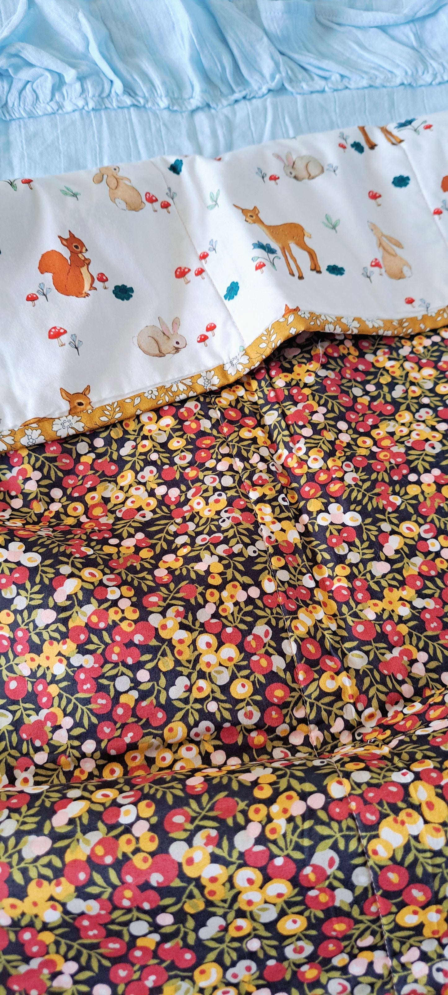 Belle and Boo Woodland with Liberty Tana Lawn Wiltshire Berry Quilt