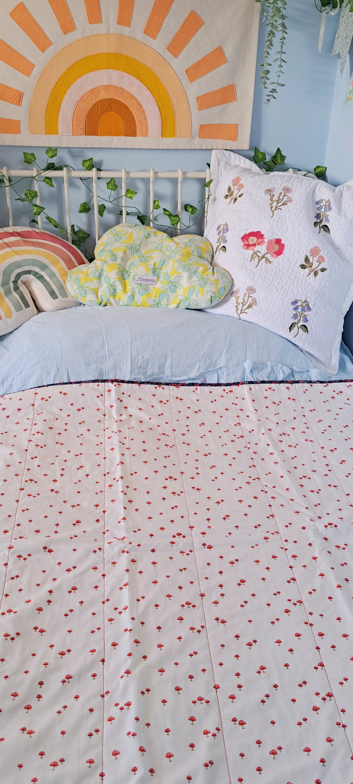 Belle and Boo Toadstools with Liberty Tana Lawn Red Capel Quilt