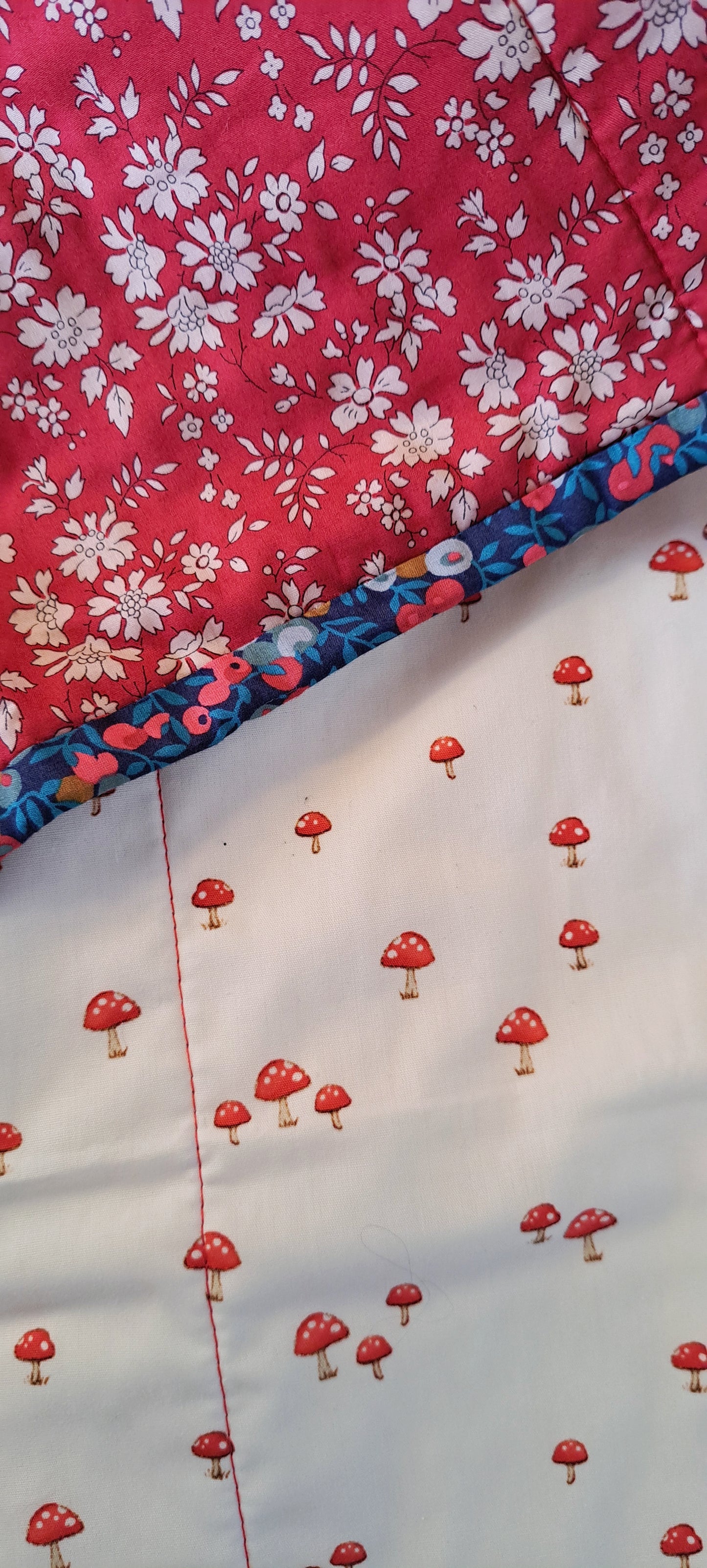 Belle and Boo Toadstools with Liberty Tana Lawn Red Capel Quilt