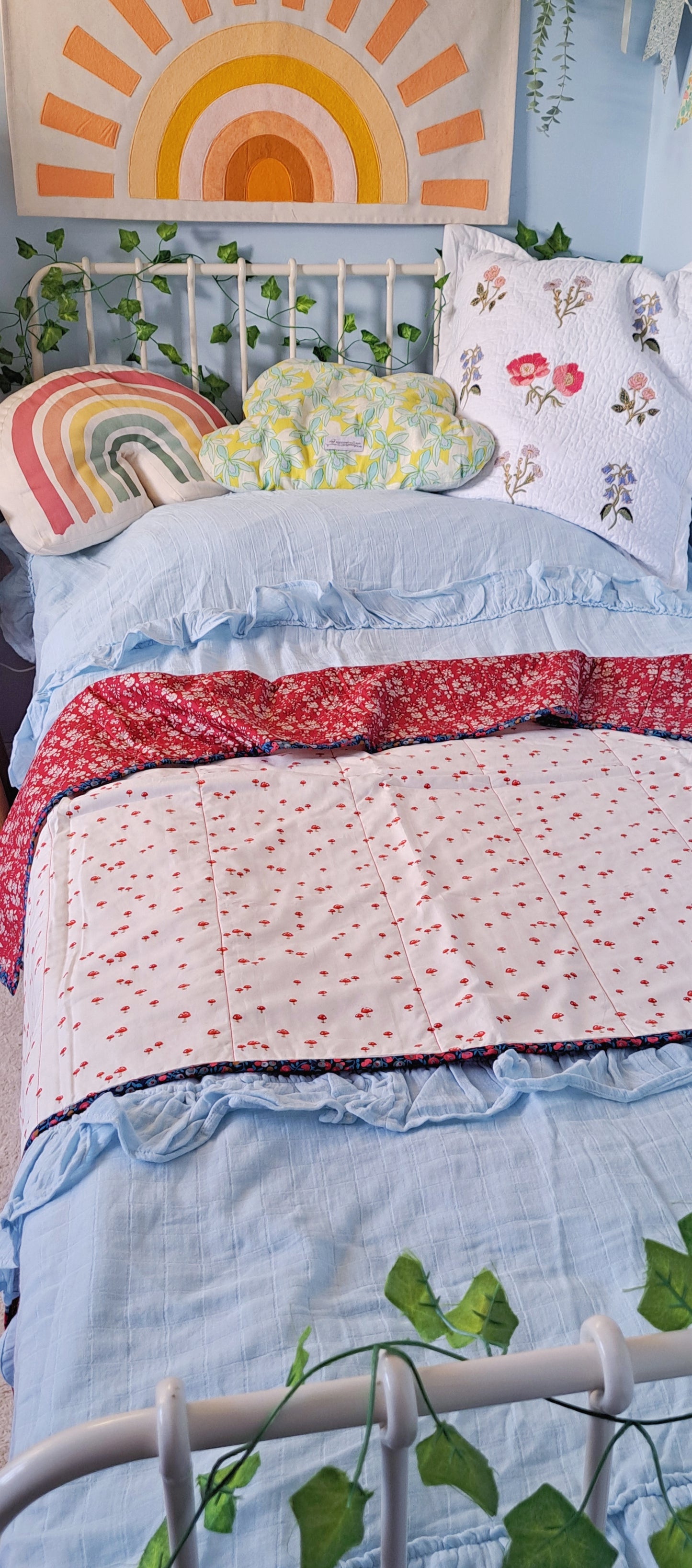 Belle and Boo Toadstools with Liberty Tana Lawn Red Capel Quilt