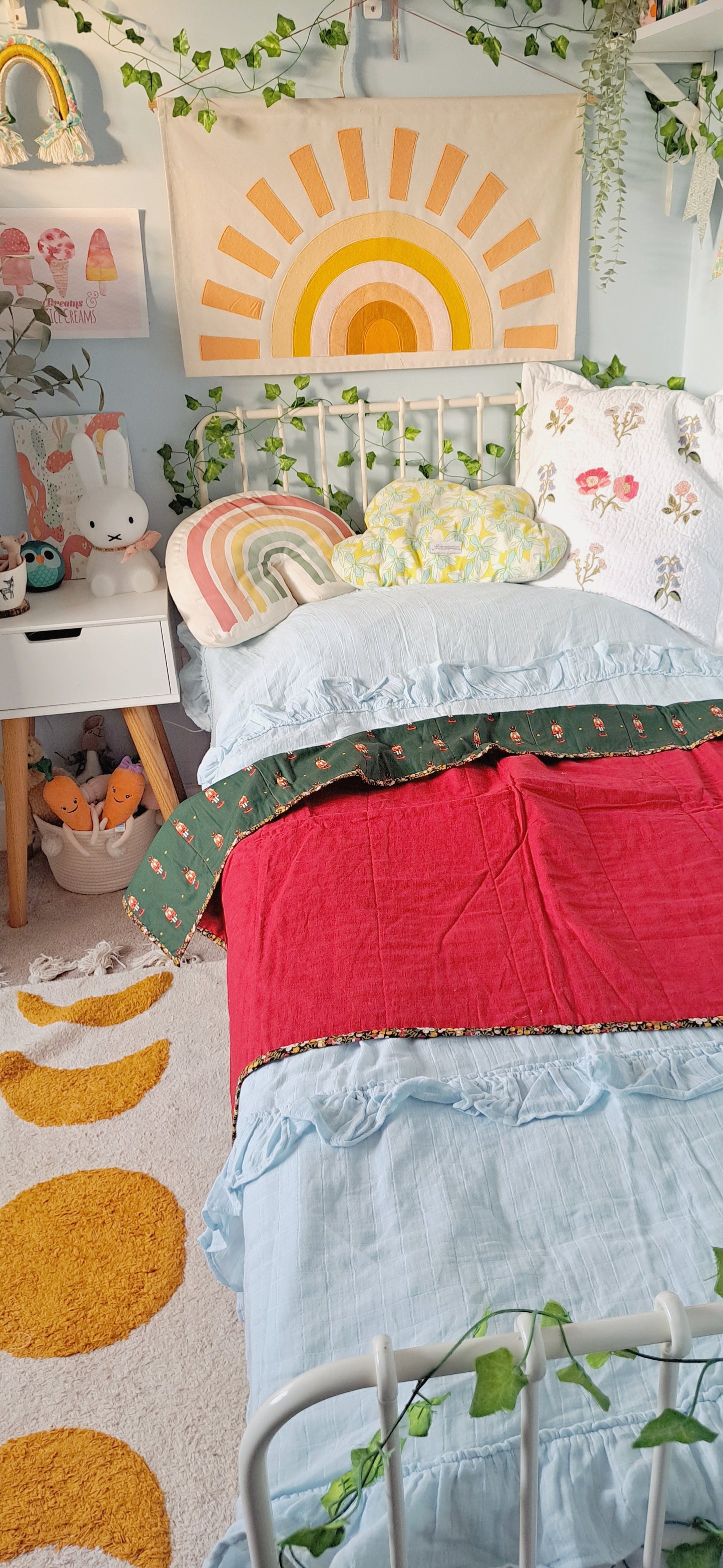 Green Christmas Belle and Boo Nutcraker Soldier with Linen Backing and Liberty Binding