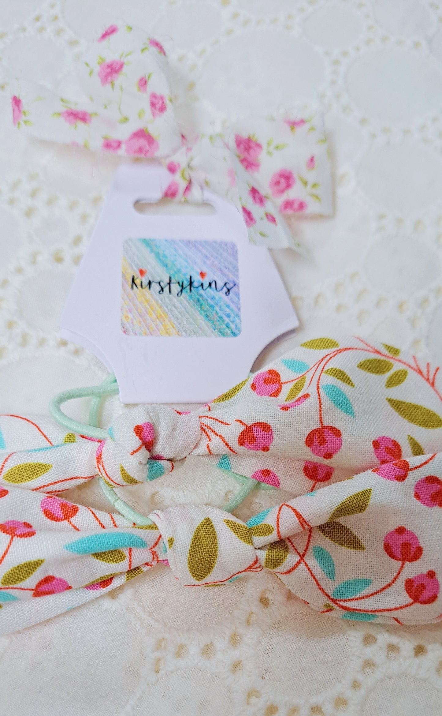 Pink Flower Bud Medium Fabric Hair Bobble