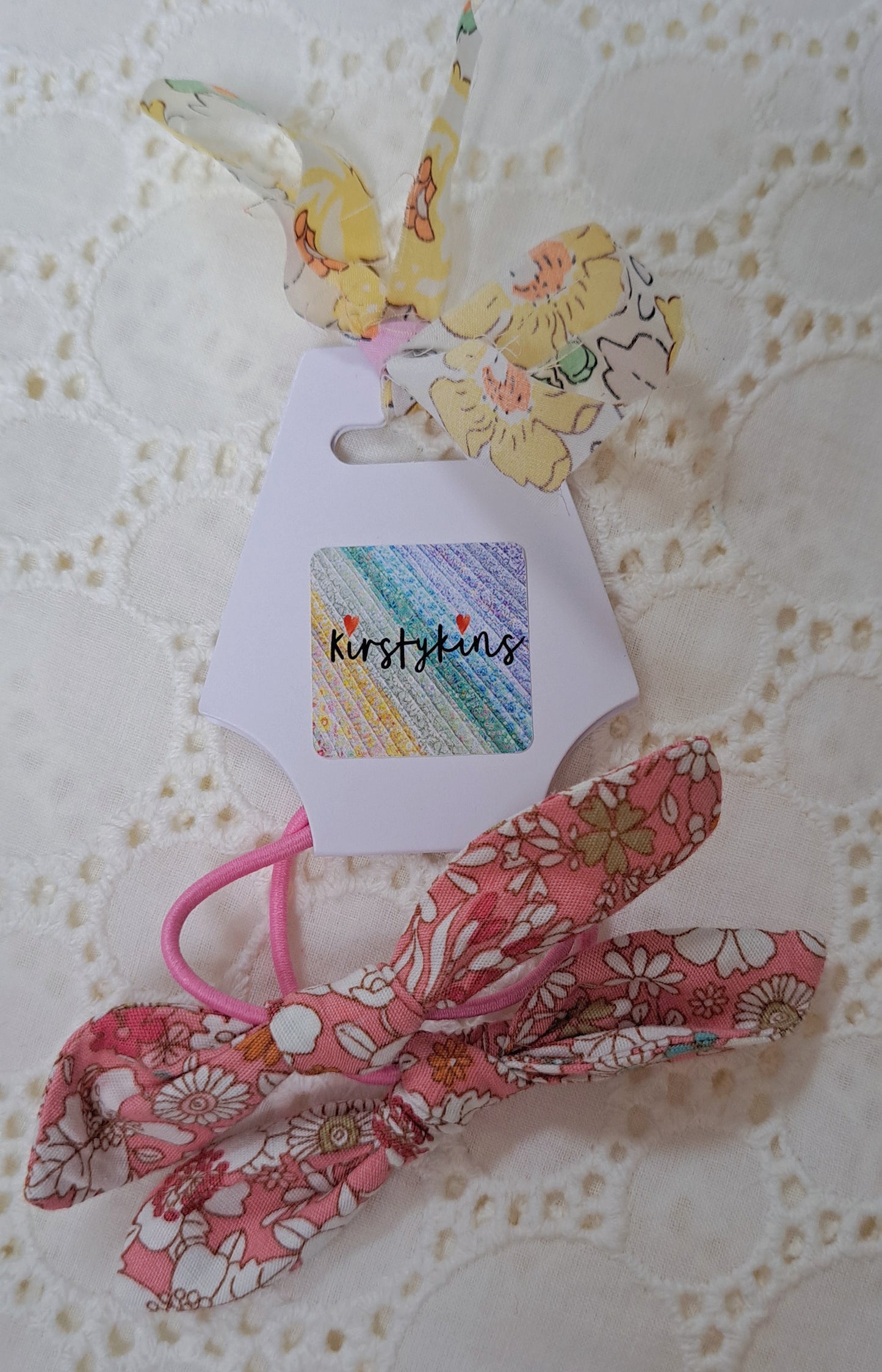 Pink Floral Small Fabric Hair Bobble