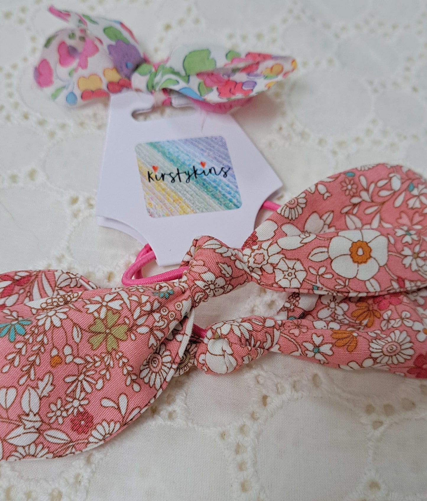 Pink Floral Medium Fabric Hair Bobble