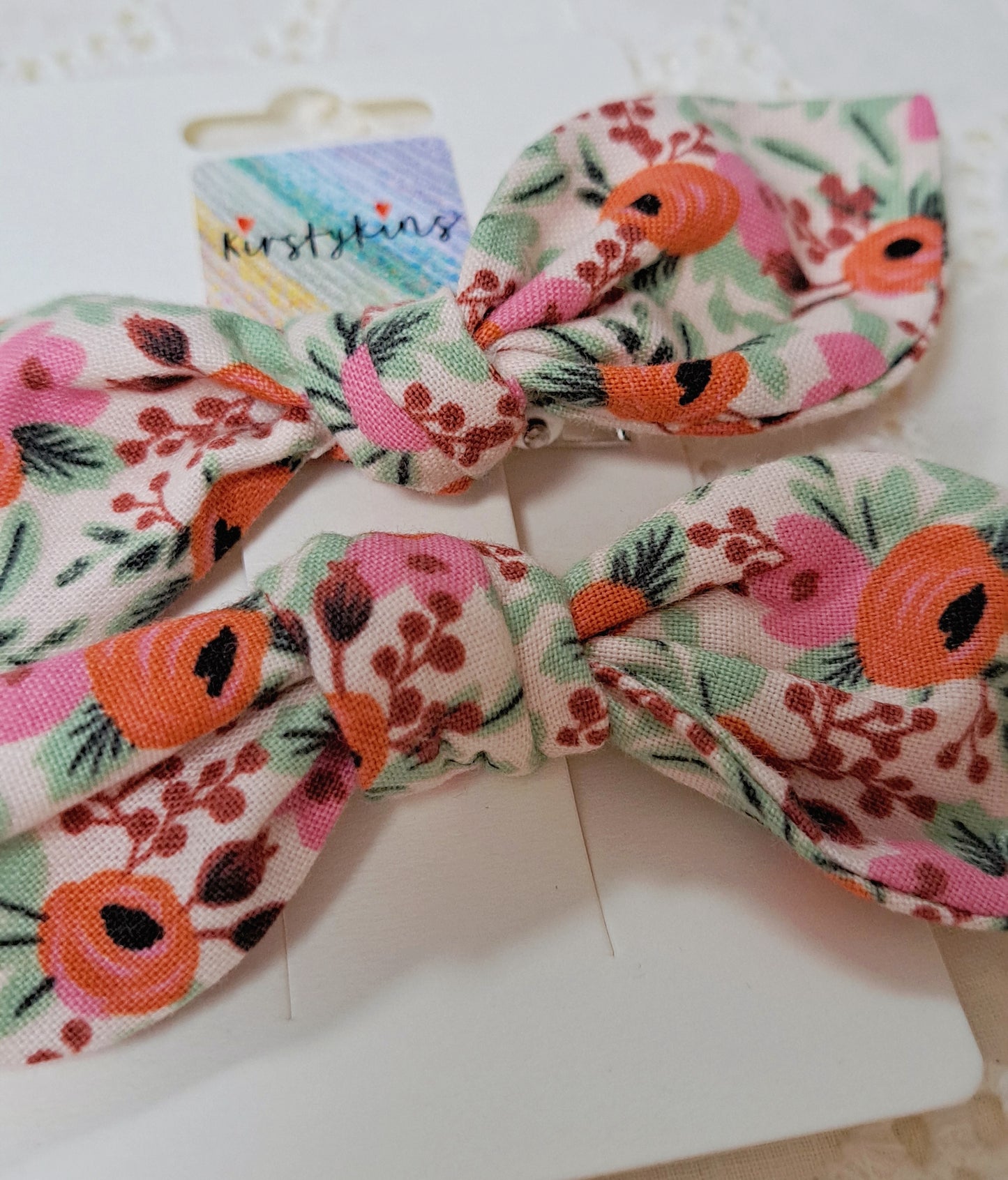Rifle Paper Orange Floral Fabric Hair Slide