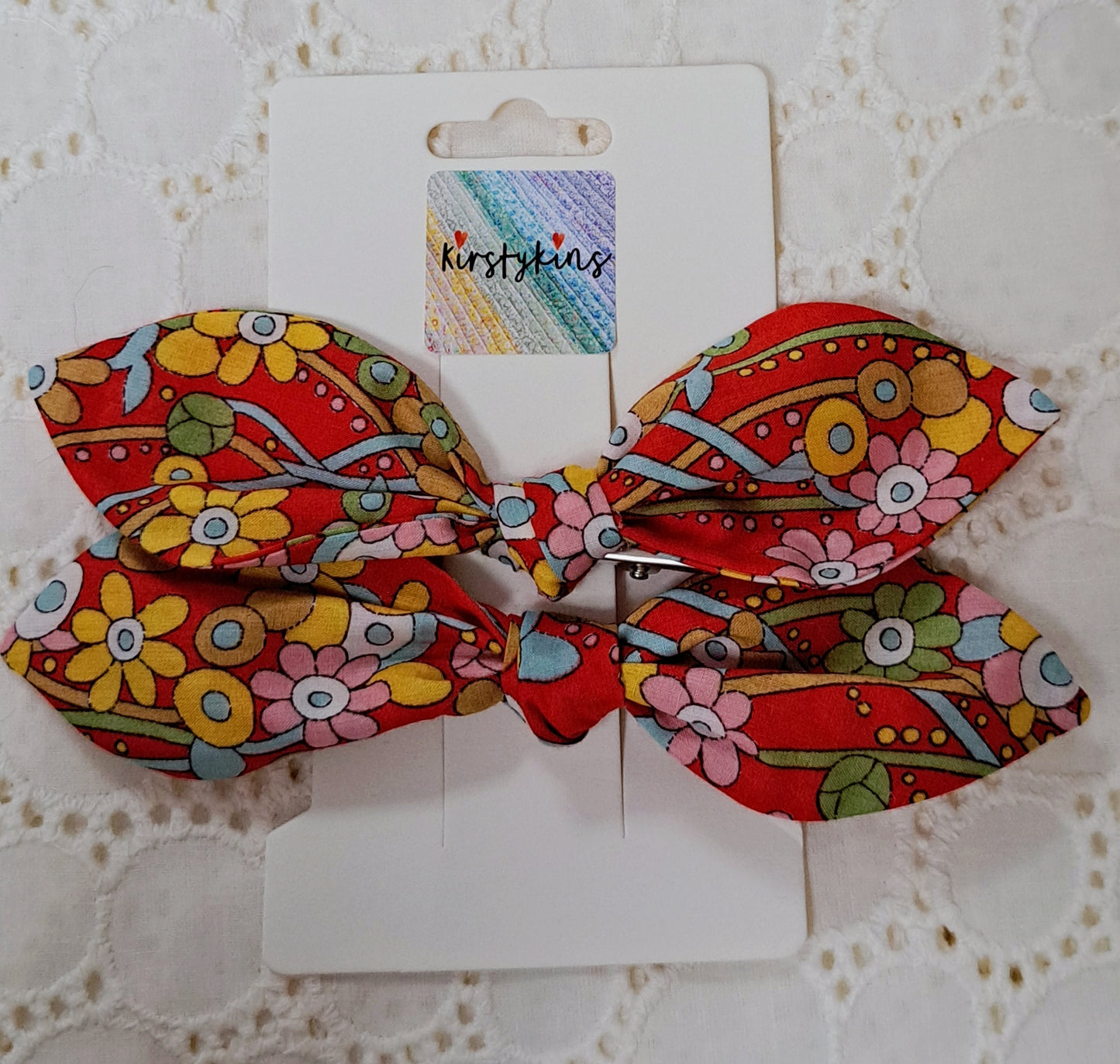 Liberty Red Floral Medium Fabric Hair Slide