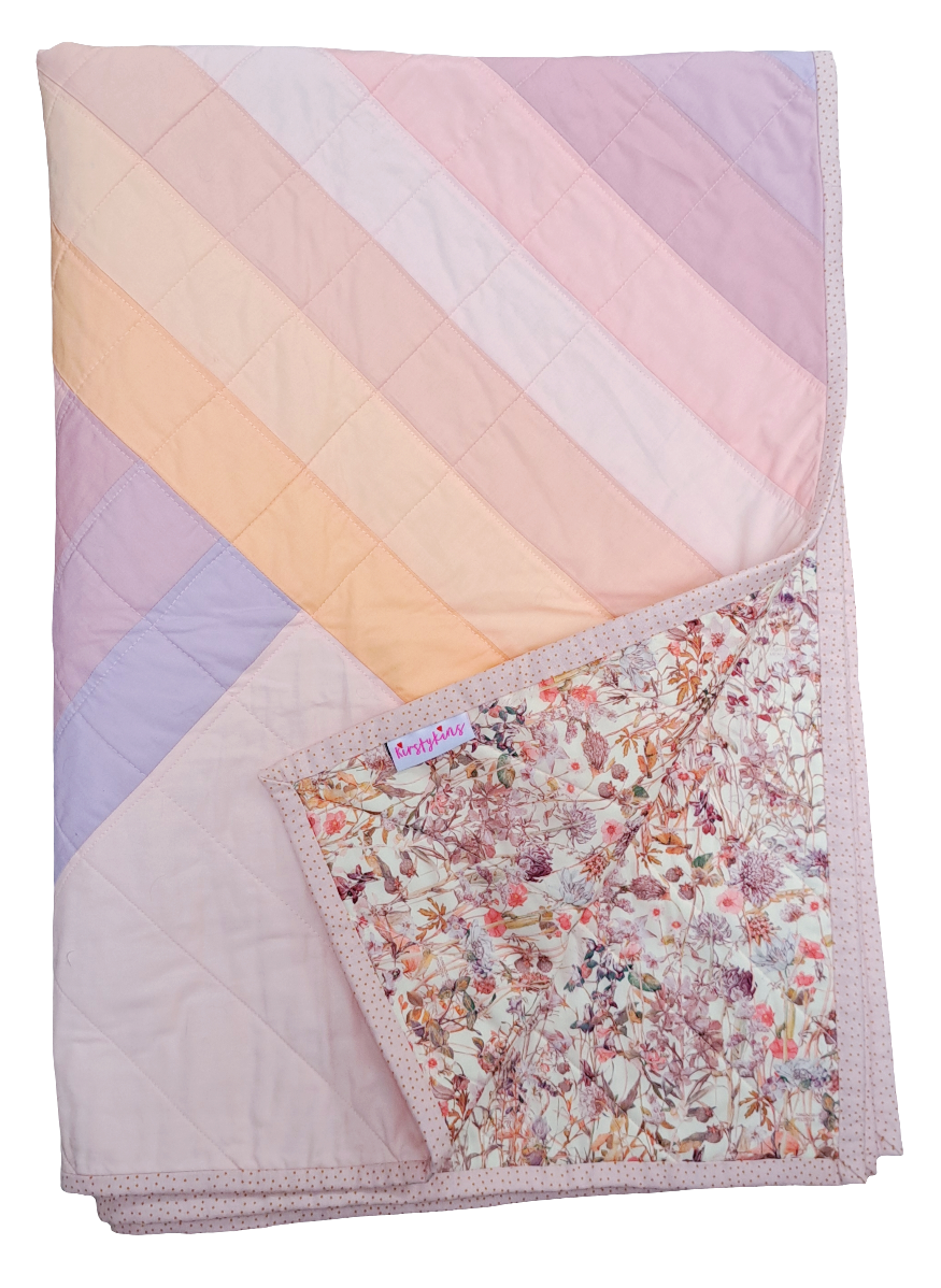 Peachy Adventure Land Quilt - Small Throw Size
