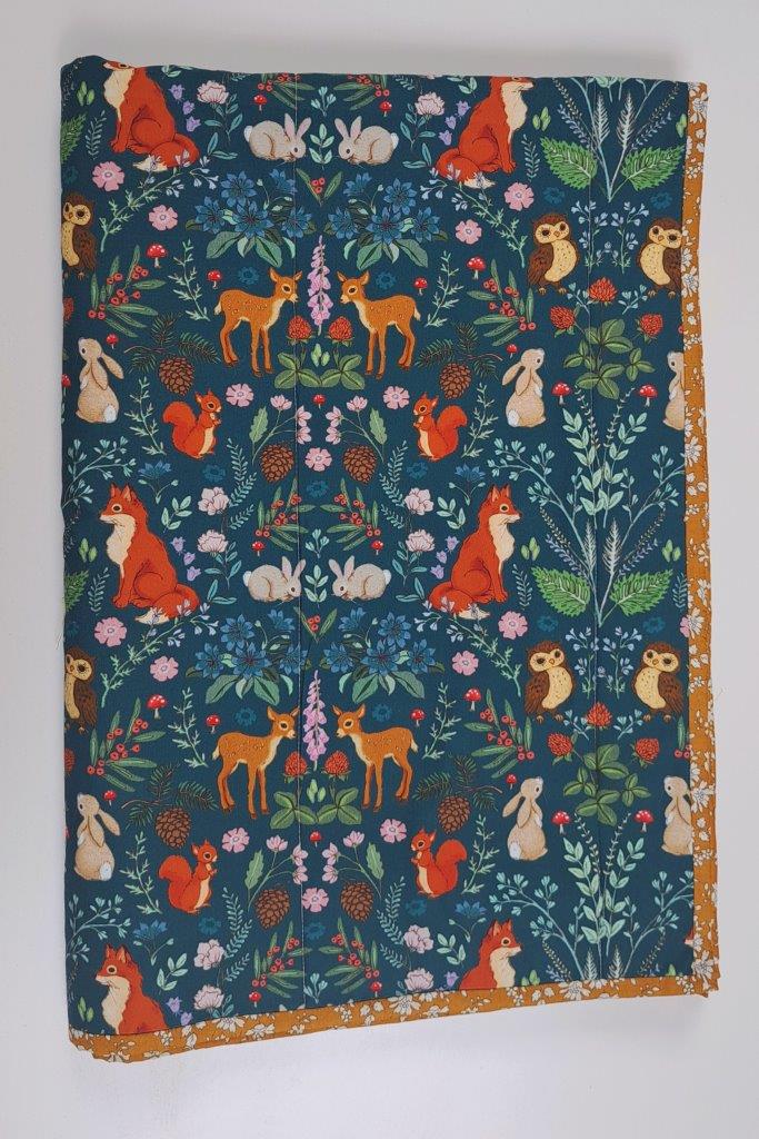 Belle and Boo Midnight Forest with Liberty Tana Lawn Autumn Leaves and Binding Quilt