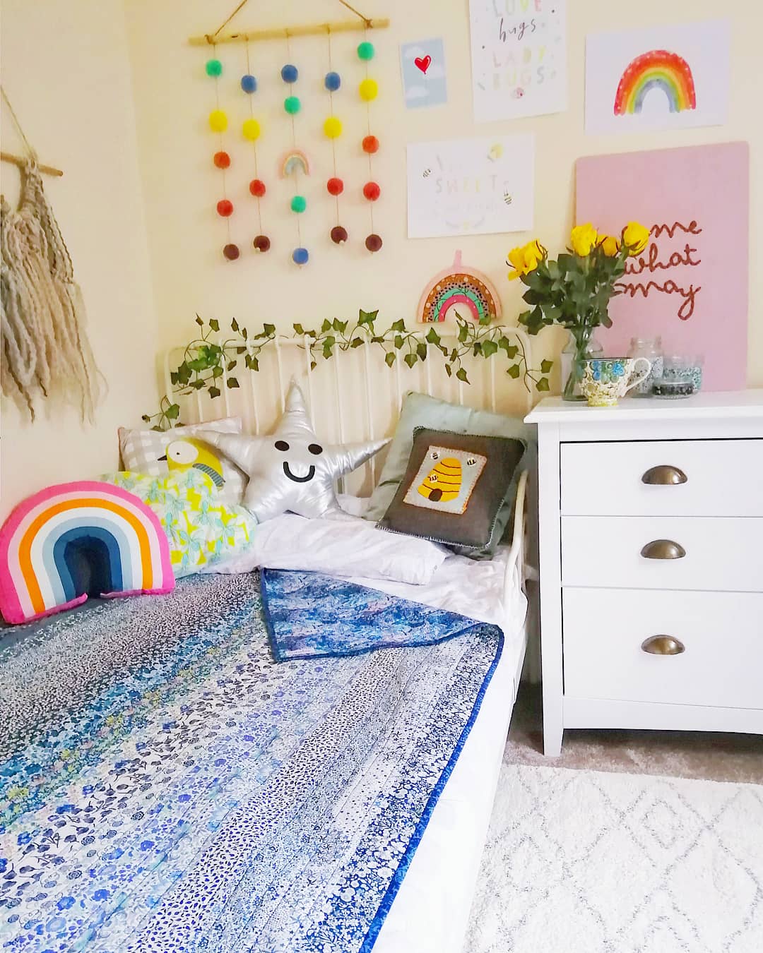 Blue Liberty Rainbow Patchwork Quilt - Made To Order