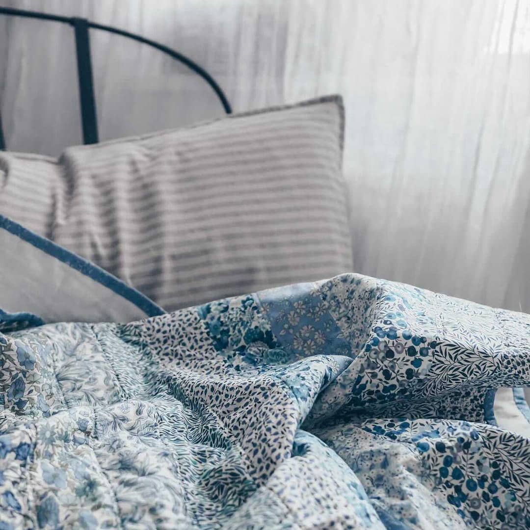 Blue Liberty Rainbow Patchwork Quilt - Made To Order