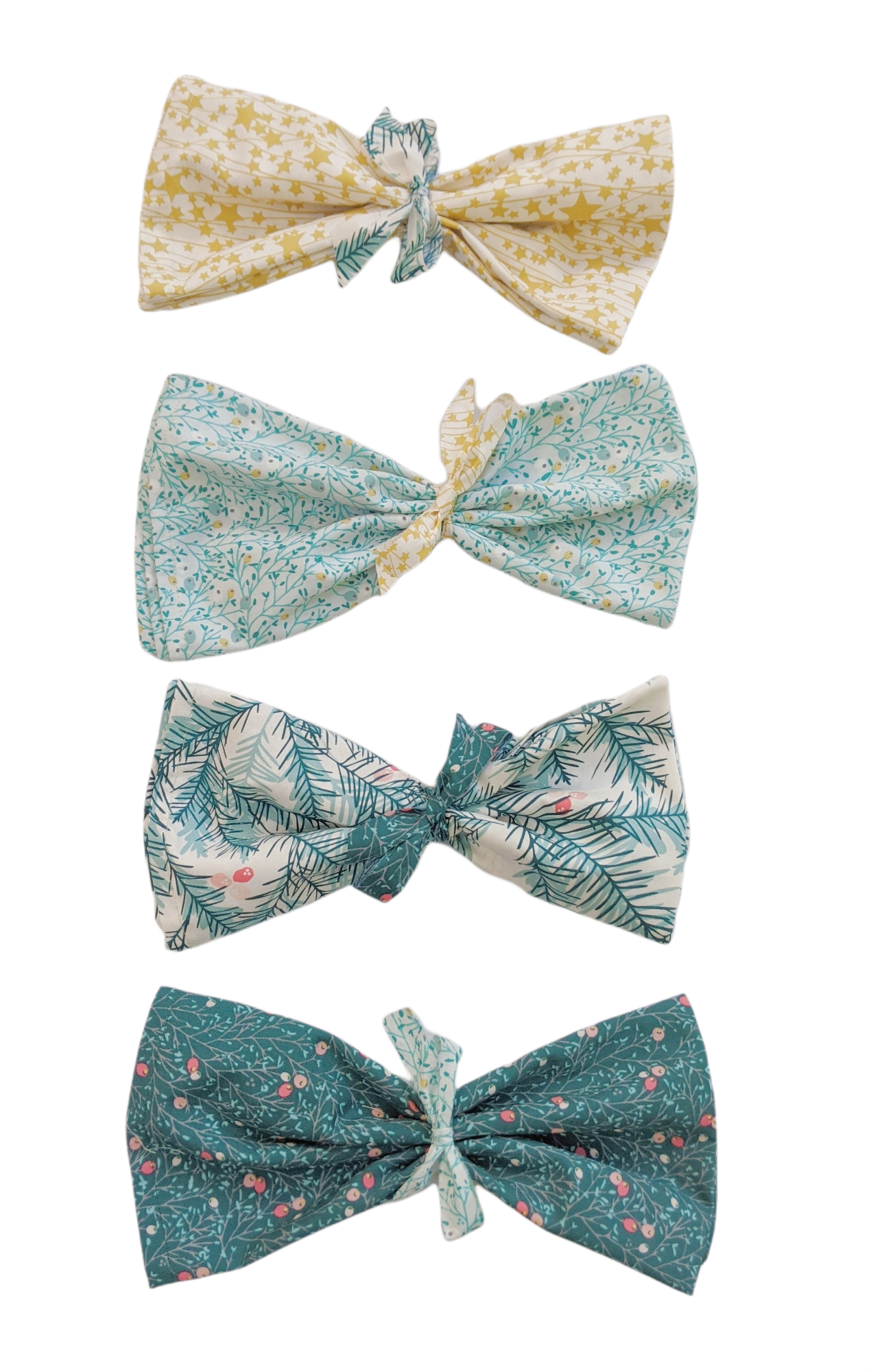 Set of Two Limited Edition Festive Napkins - Winter Berries Green and Gold