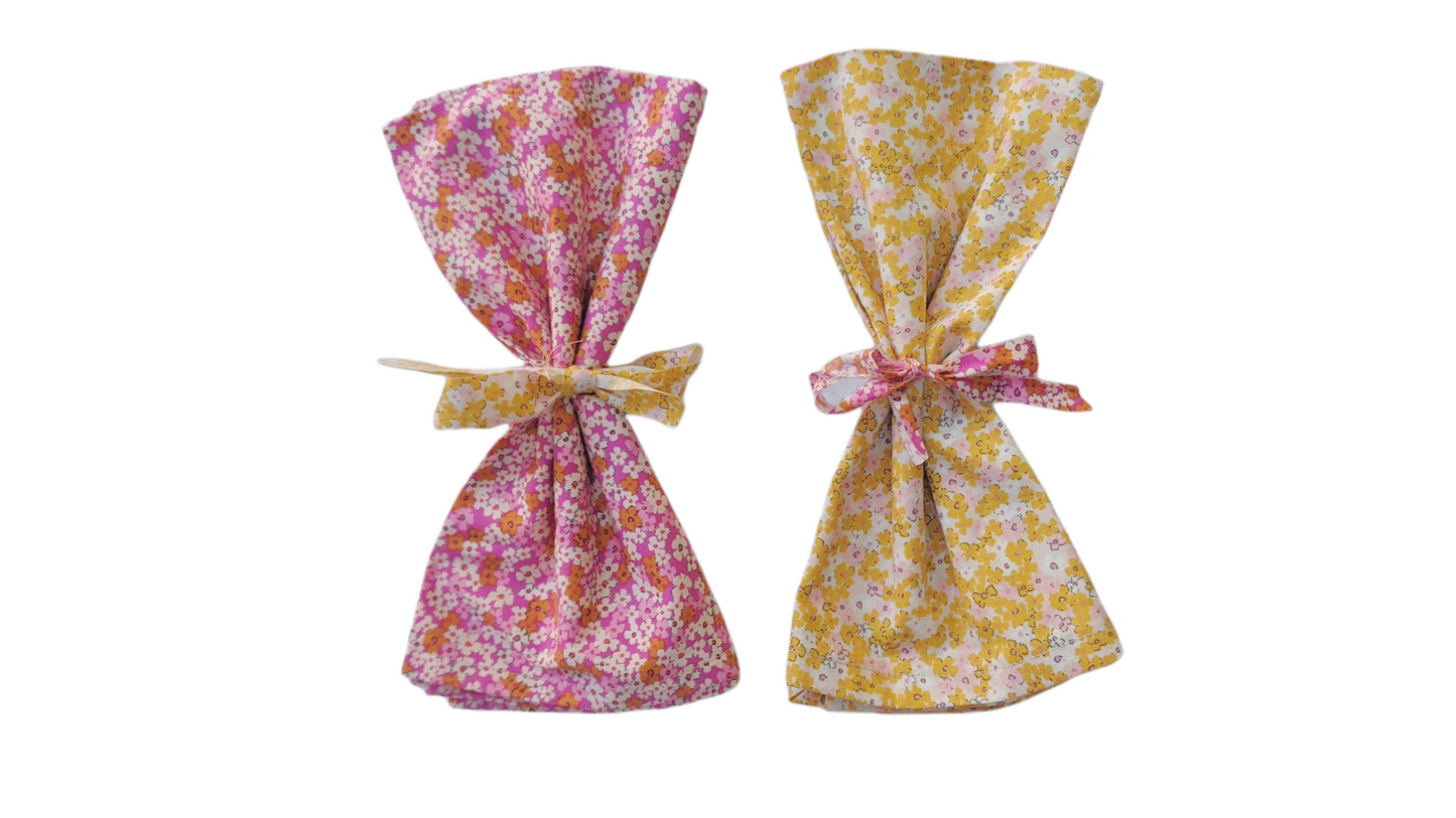 Set of 2 Napkins - Art Gallery Fabric Studio The Flower Society Ditsy Yellow Fabric