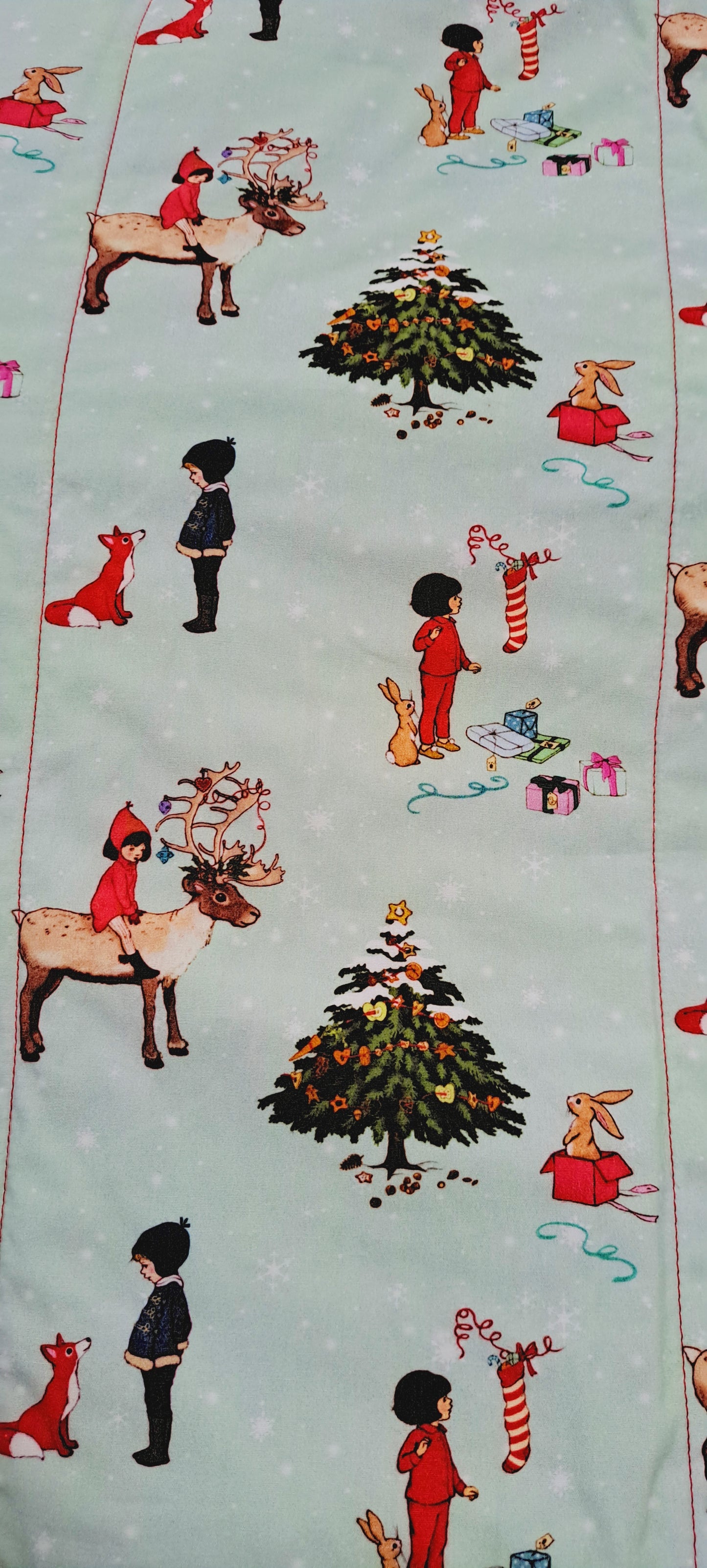 Belle and Boo Foxy Christmas with Blue and Red Liberty Tana Lawn Wiltshire Berry Quilt