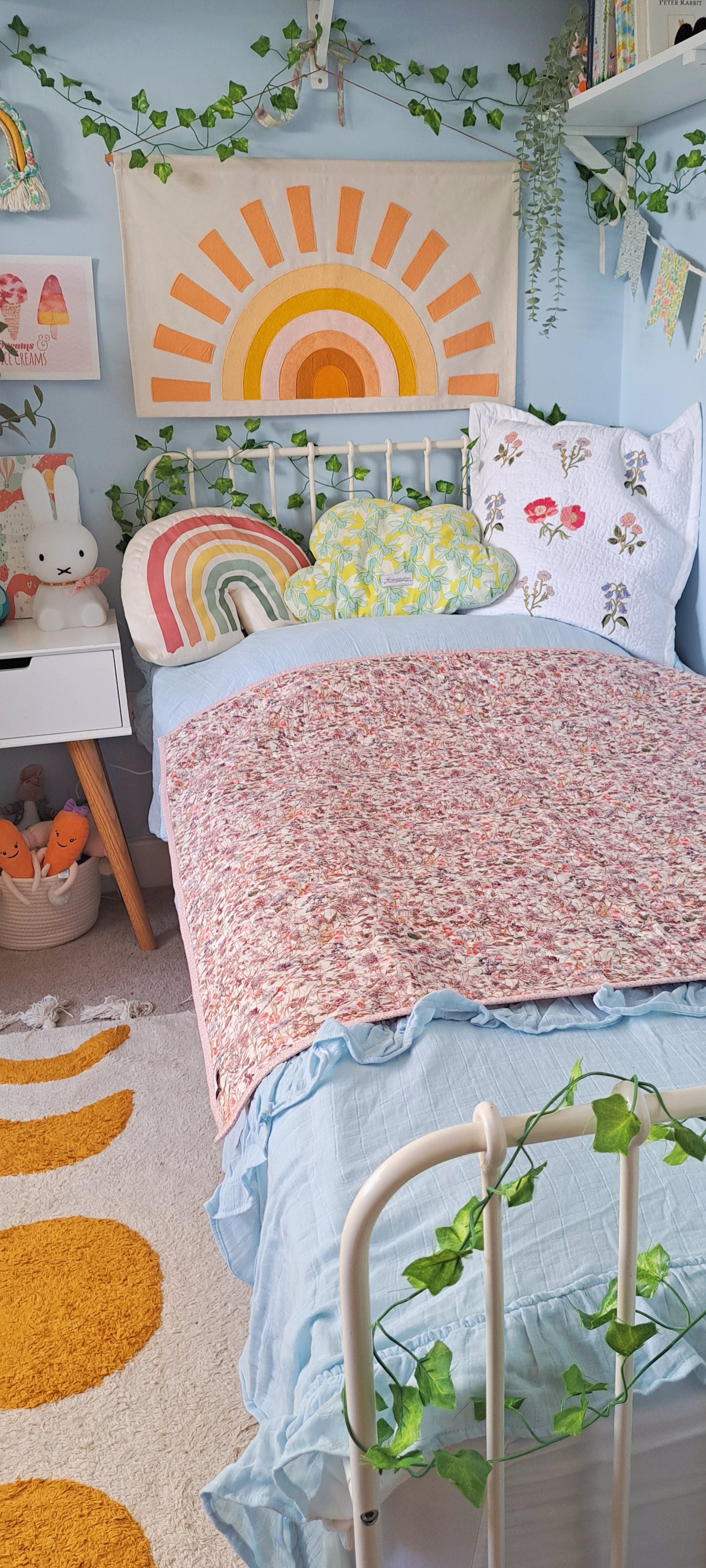 Peachy Adventure Land Quilt - Small Throw Size