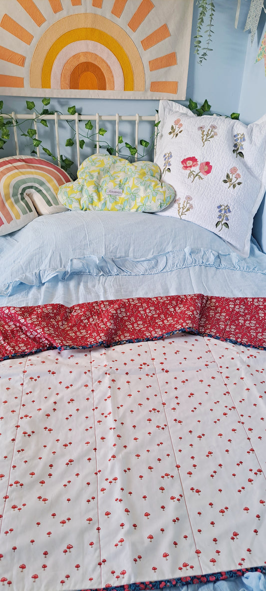 Belle and Boo Toadstools with Liberty Tana Lawn Red Capel Quilt