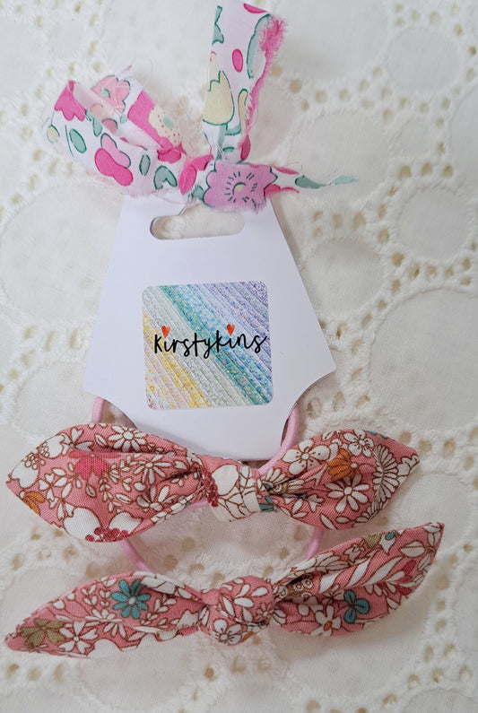 Liberty Pink Floral Small Fabric Hair Bobble