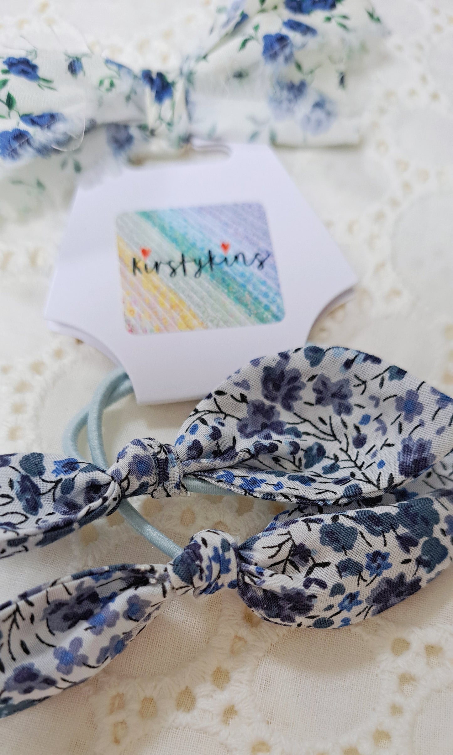 Liberty Blue Floral Small Fabric Hair Bobble