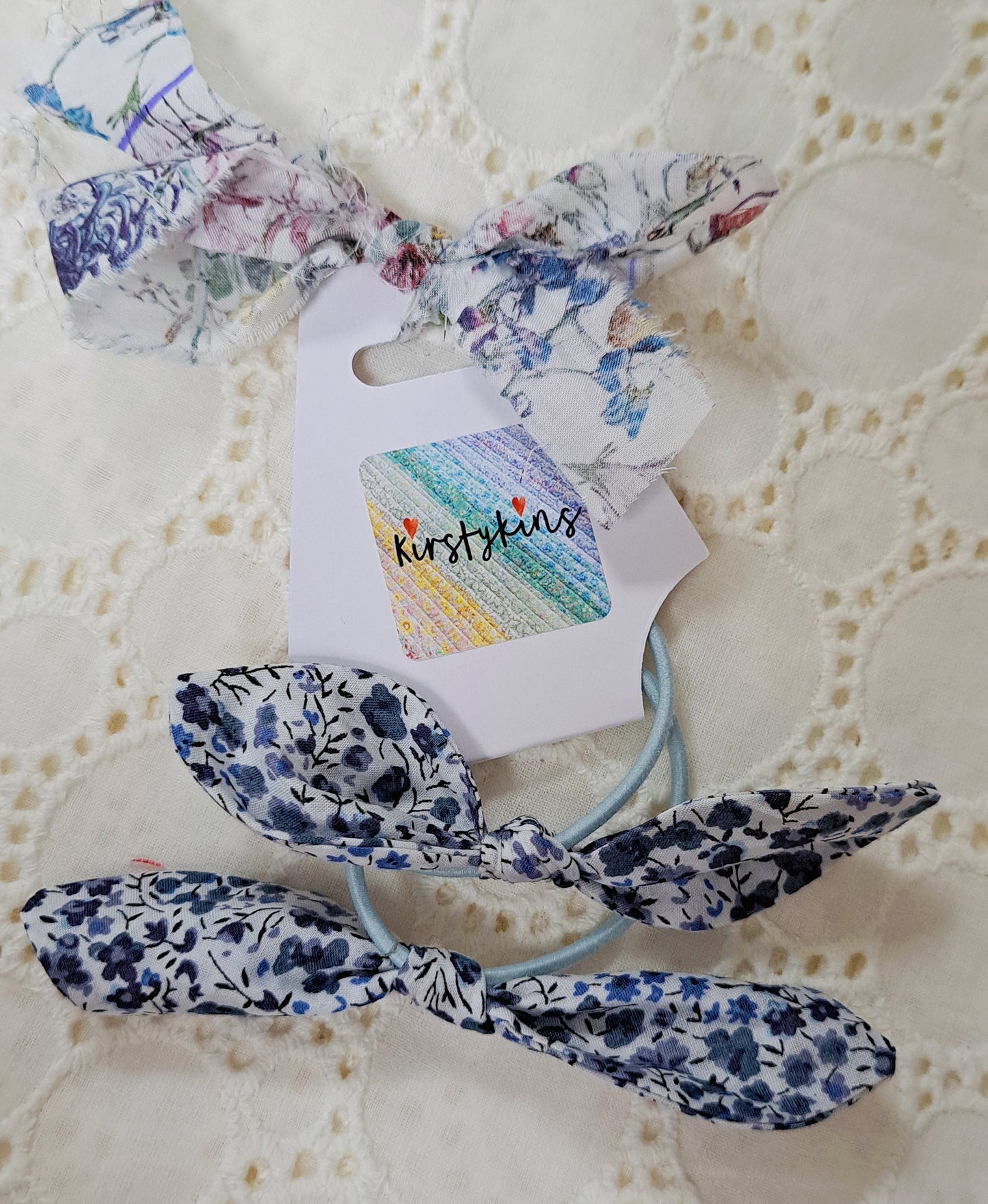 Liberty Blue Floral Small Fabric Hair Bobble