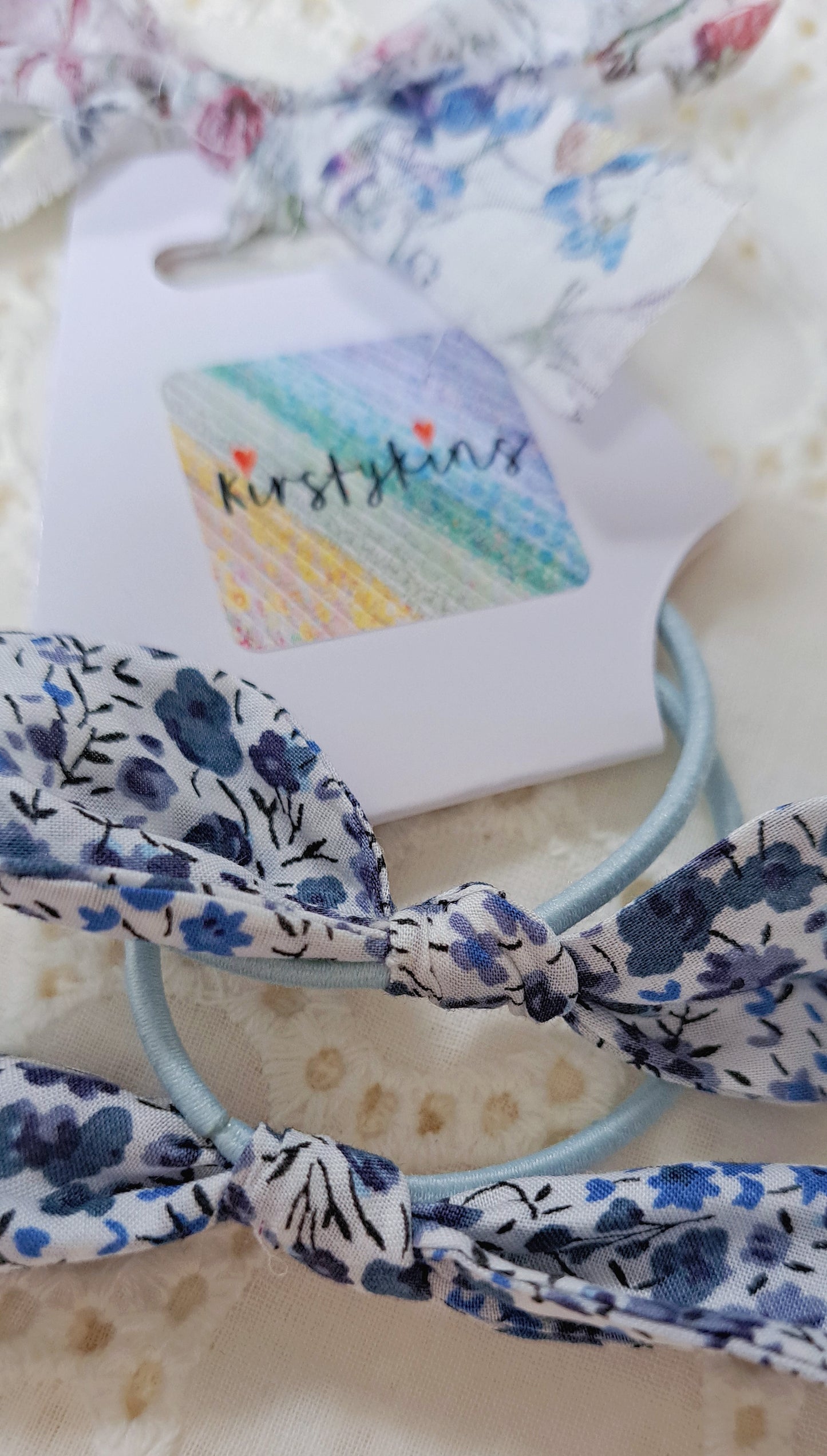 Liberty Blue Floral Small Fabric Hair Bobble