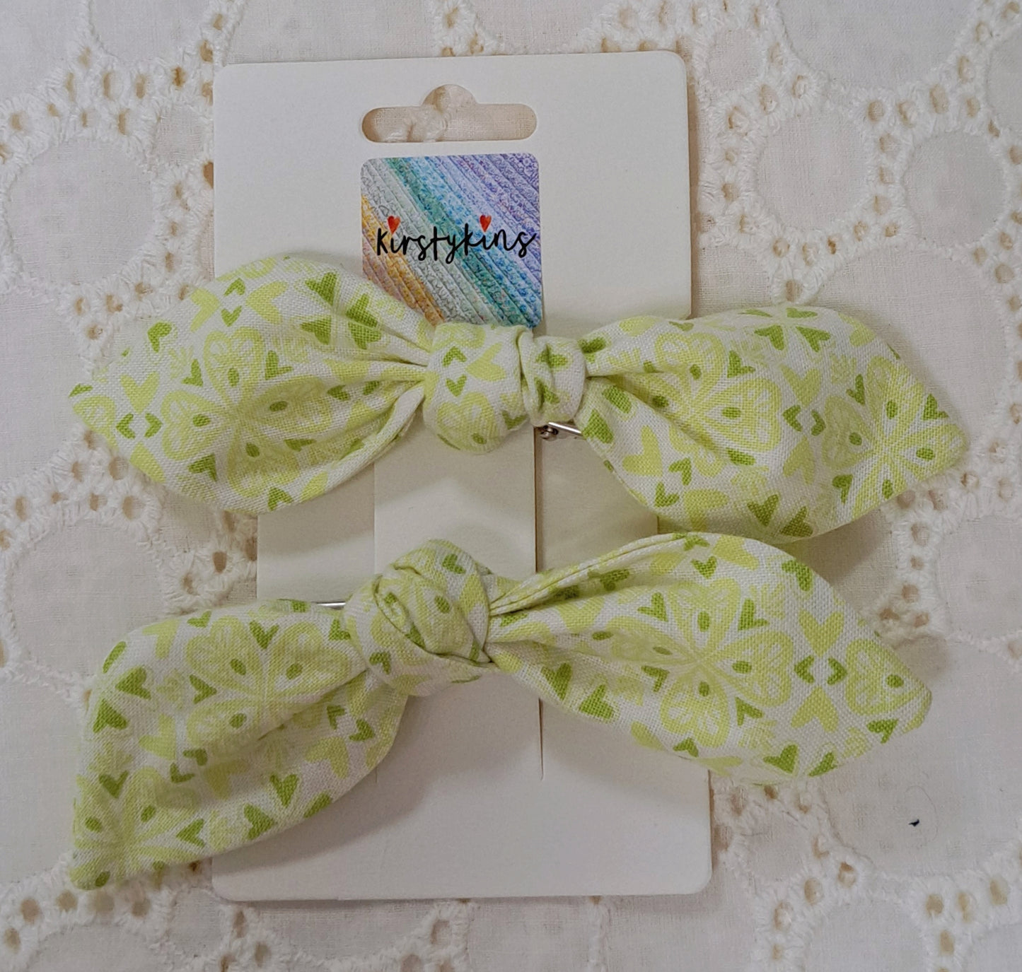 Green Heart Fabric Hair Slide