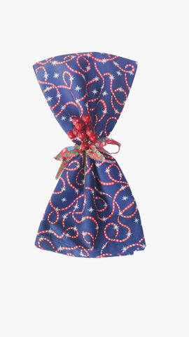 Set of Two Limited Edition Festive Napkins - Featuring Liberty of London Fabric - Blue Candy Cane