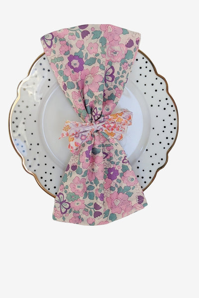 Set of 2 Napkins - Liberty Tana Lawn Betsy Butterfly Pink Floral Fabric